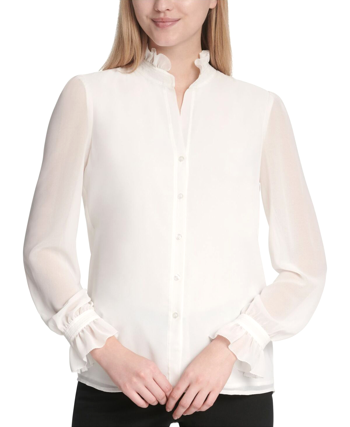 calvin klein ruffle sleeve blouse