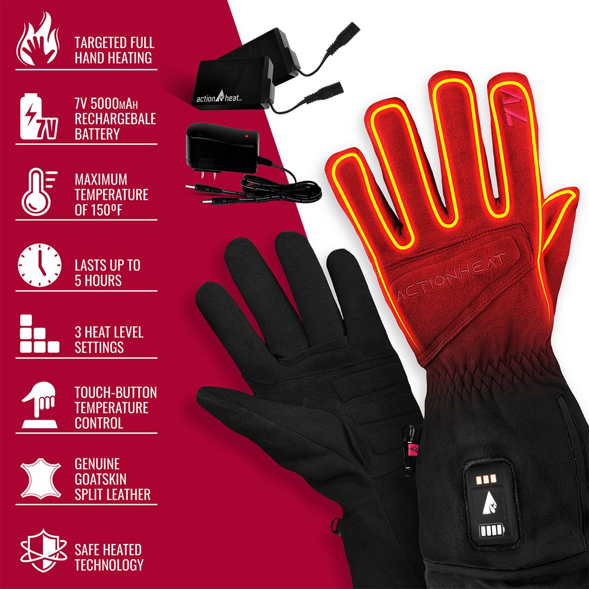 ActionHeat 7V Rugged Leather Heated Work Gloves S