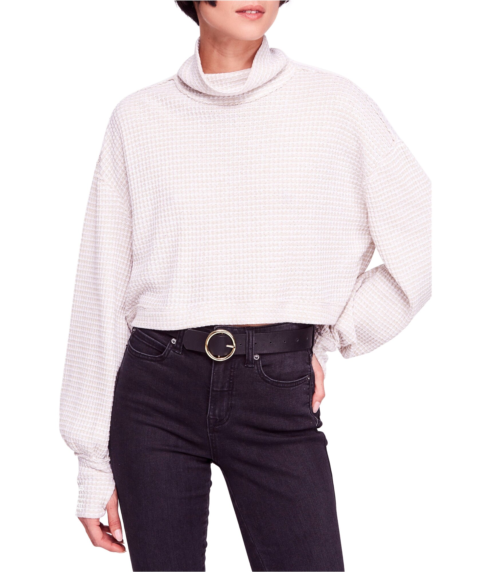 white crop turtleneck sweater