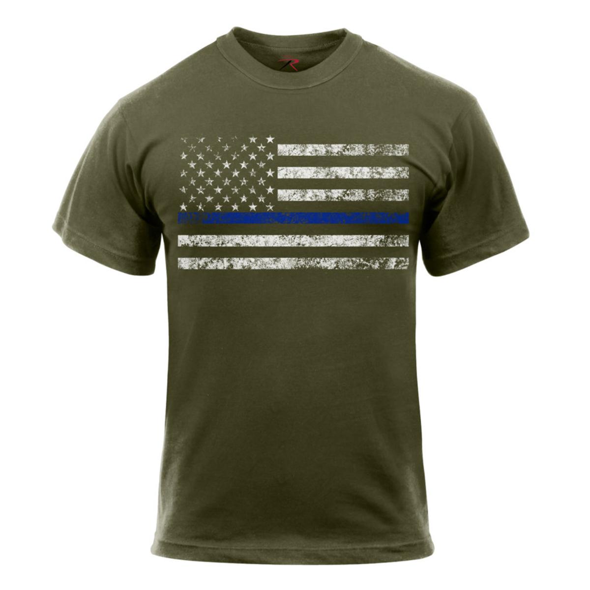 Rothco Thin Blue Line, Police Law Enforcement Support Flag T-Shirt | eBay