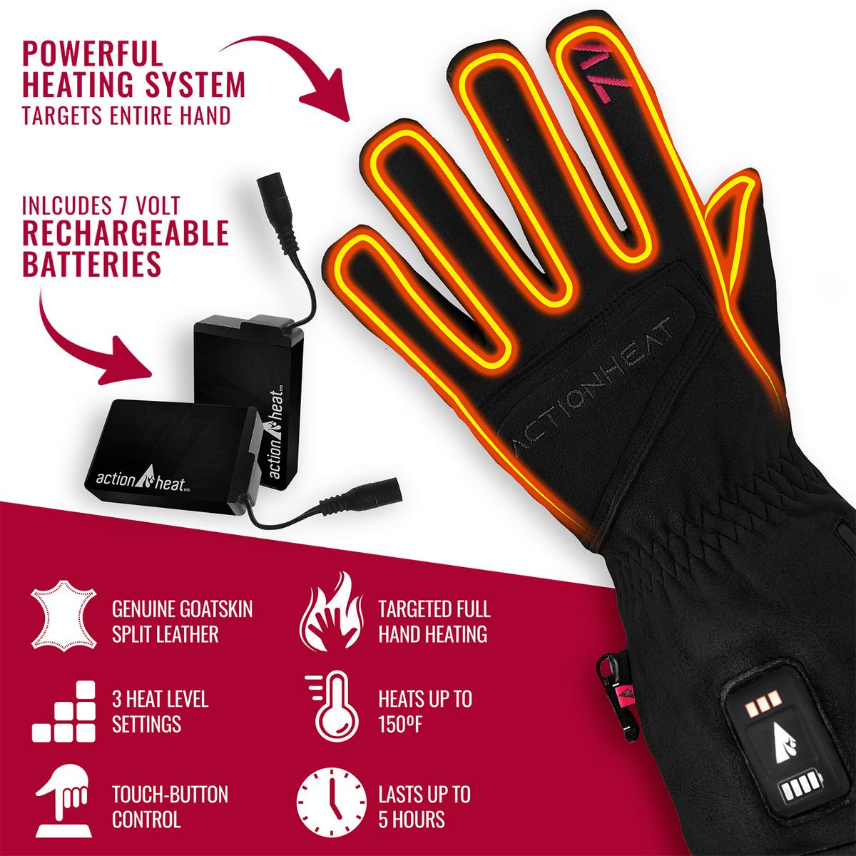 ActionHeat 7V Rugged Leather Heated Work Gloves S