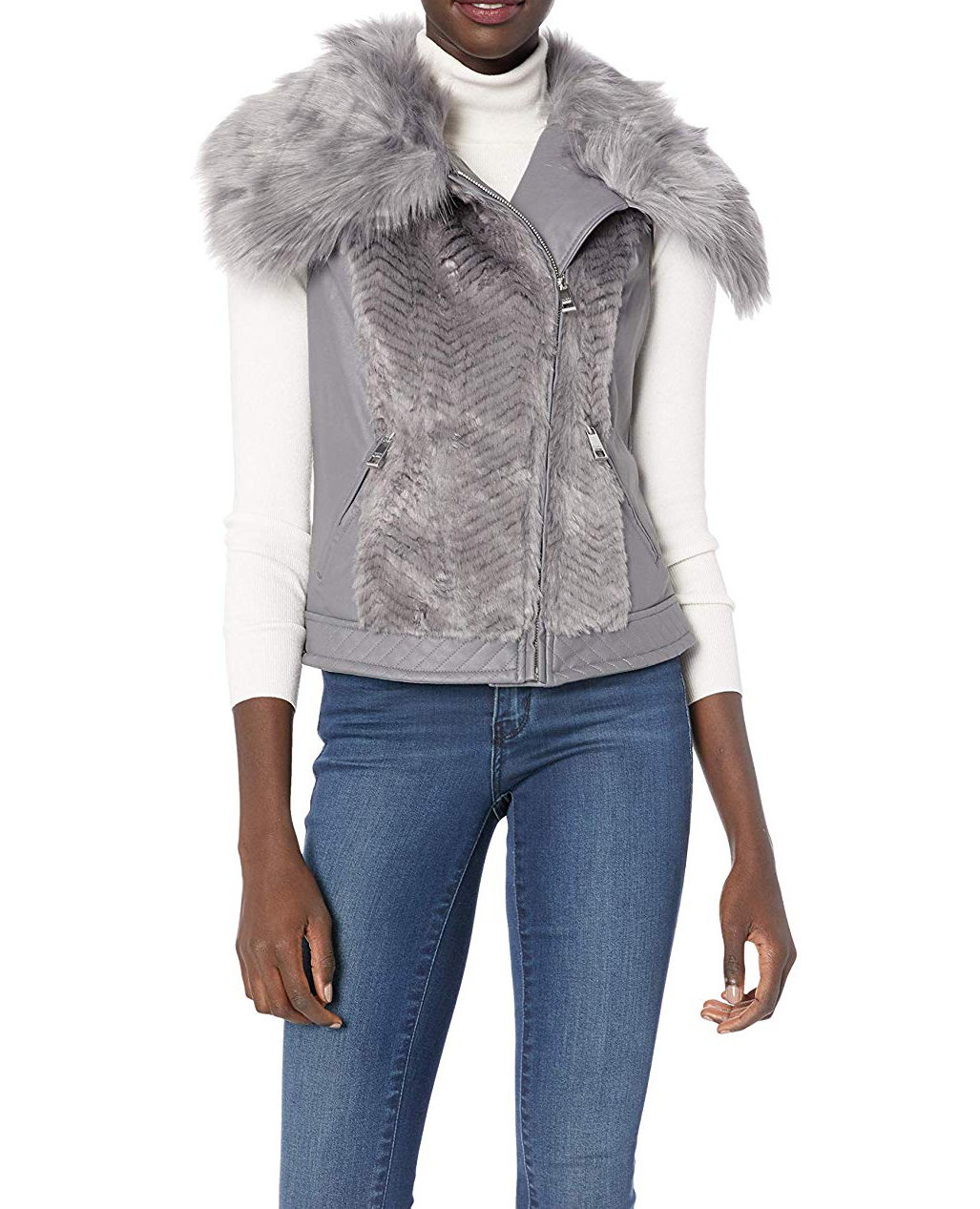 guess faux fur vest